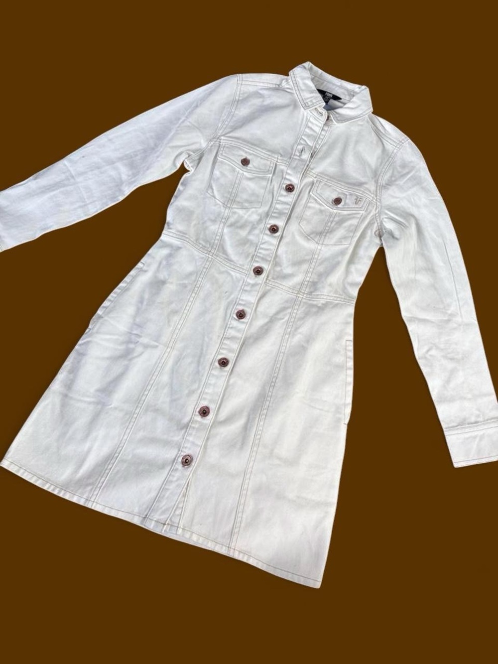 Frye boots White Button-Front Denim Dress Jacket